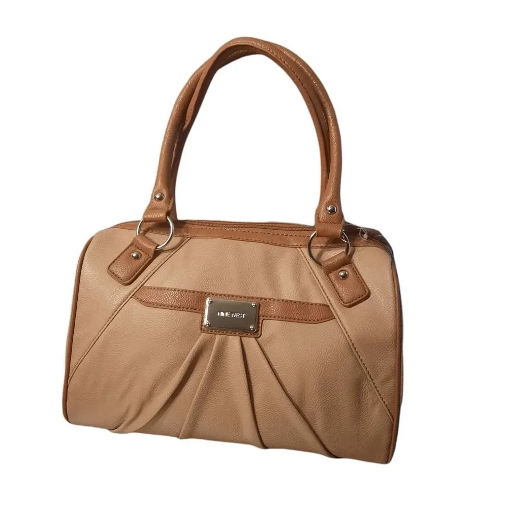 Nine West Handbag Clockwork Satchel Beige Brown Womens